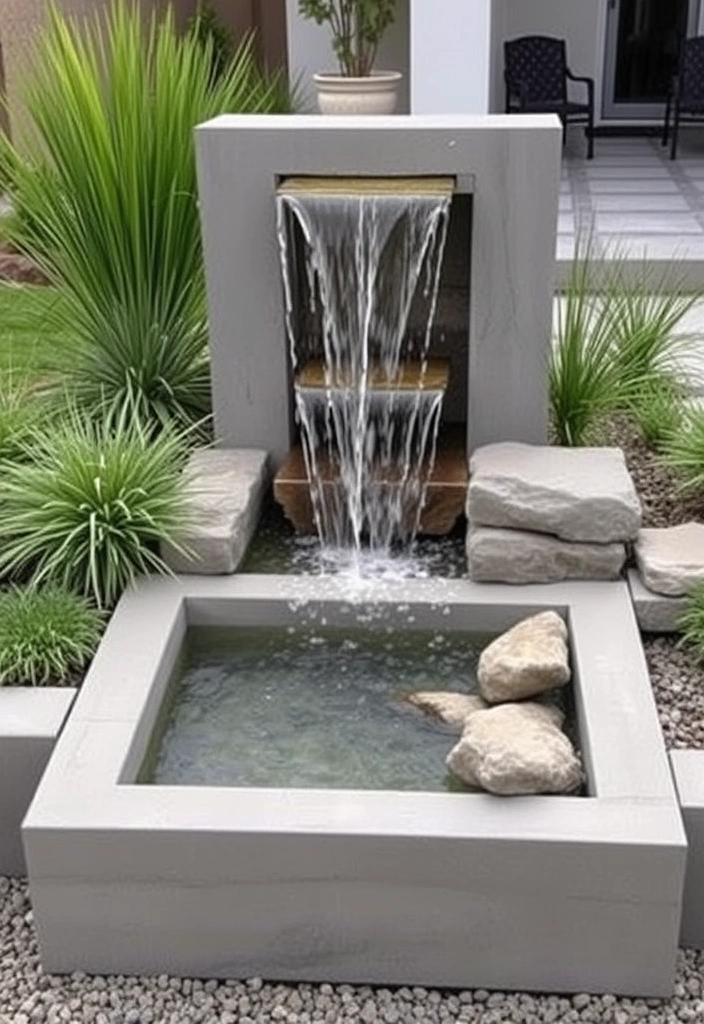 25 Small Garden Waterfalls Ideas That Will Transform Your Backyard into a Paradise! - 2. Modern Minimalist Waterfall