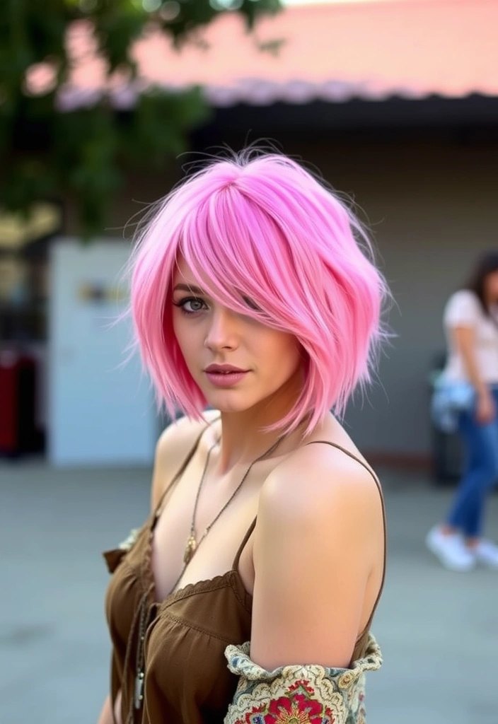 22 Sexy Hairstyles for Pink Hair That'll Turn Heads Everywhere You Go! - 9. Trendy Shag Cut