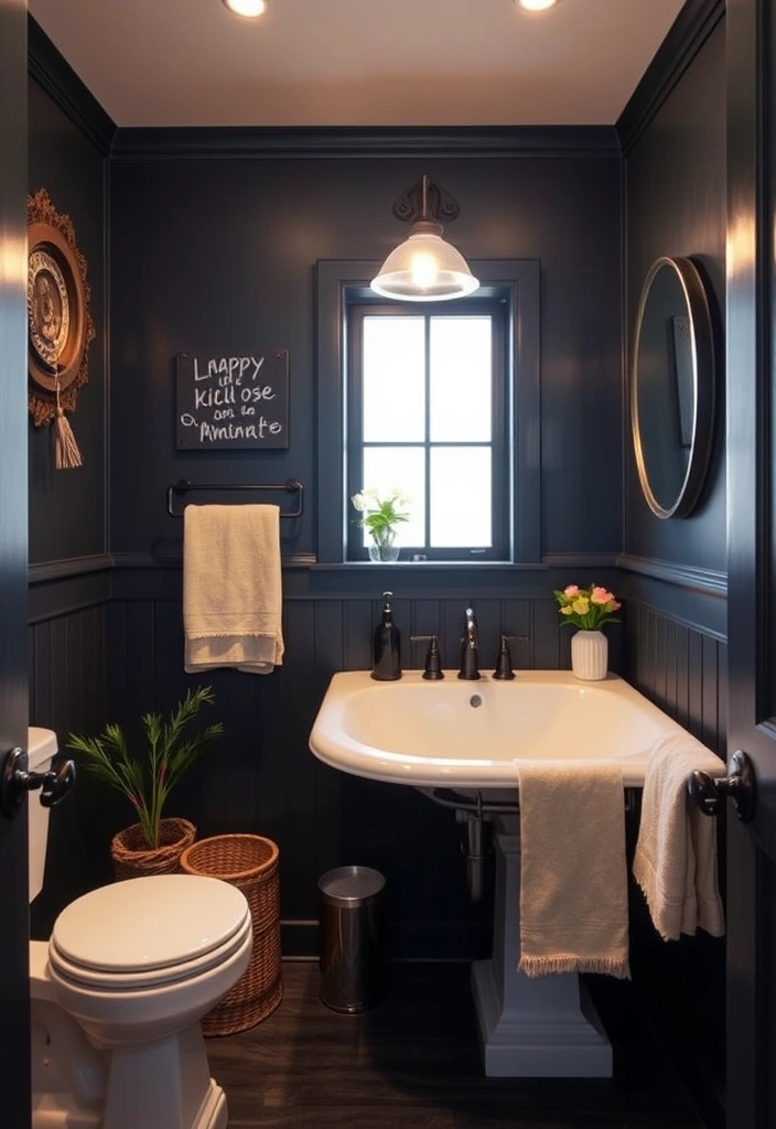 25 Moody Vintage Bathroom Decor Ideas That'll Transform Your Space! - 11. Dark Color Schemes