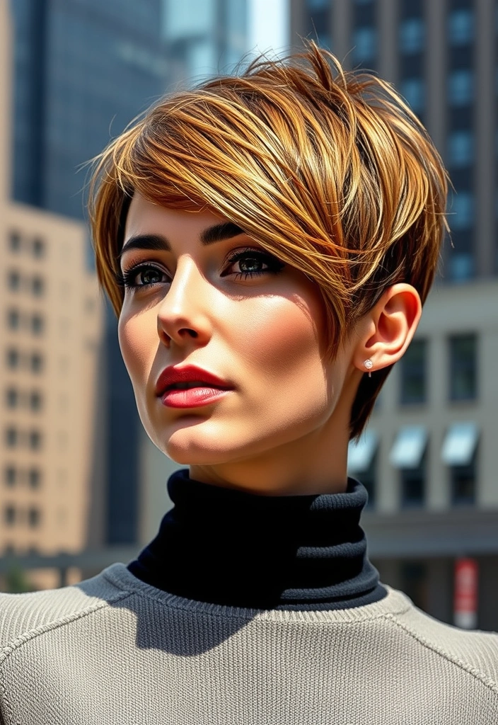 15 Stunning Caramel Highlights on Brown Hair That Will Make Heads Turn! - 11. Caramel Highlights for a Short Pixie Cut