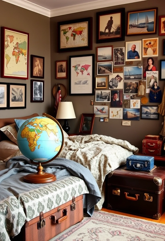 25 Trendy Bedroom Ideas For Men That Will Transform Your Space! - 10. Travel-Inspired Decor