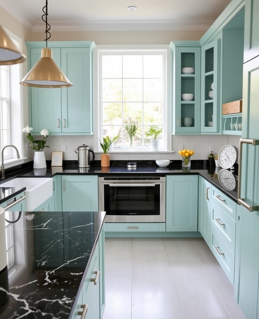 25 Stunning Colors That Pair Perfectly with Black Granite Countertops (You Won't Believe #13!) - 26. Cool Mint Green