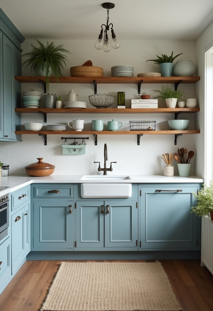 21 Kitchen Cabinet Colors That Hide Dirt (You Won't Believe #10!) - 7. Dusty Blue