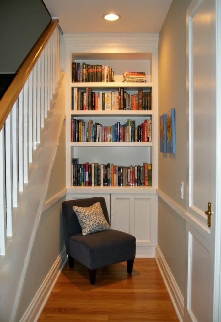 25 Cozy Reading Nook Ideas That'll Make You Want to Curl Up with a Book! - 9. Under-Stair Nook