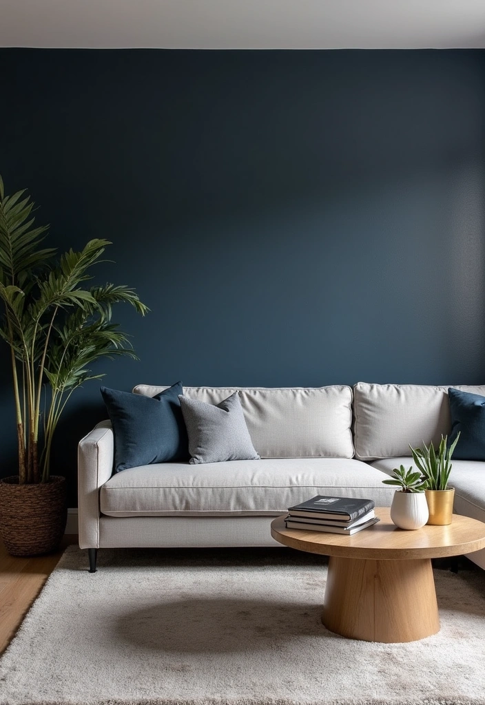 21 Accent Wall Colors That'll Transform Your Living Room into a Peaceful Oasis! - 12. Deep Navy Blue