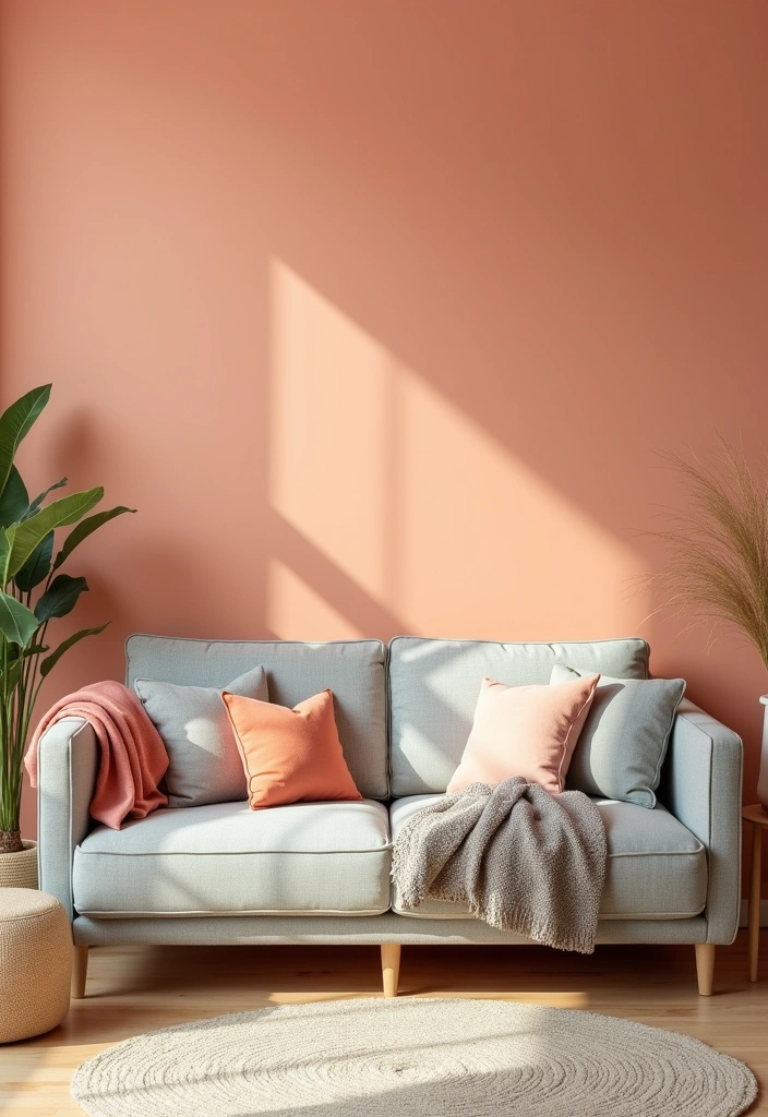 21 Accent Wall Colors That'll Transform Your Living Room into a Peaceful Oasis! - 18. Warm Peach