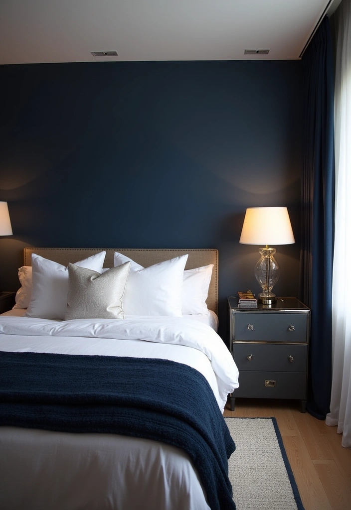 21 Best Paint Colors for Guest Bedroom That Will Make Your Guests Feel Right at Home! - 8. Elegant Navy Blue