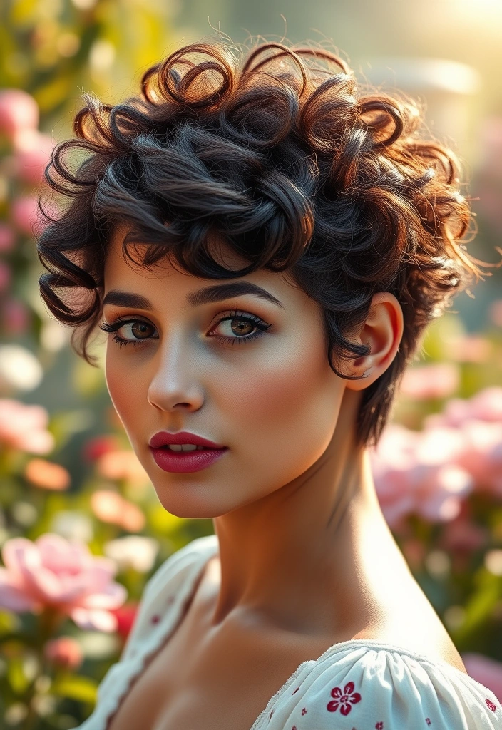 15 Magical Curly Pixie Cut Ideas That Will Transform Your Look Instantly! - 15. The Curly Pixie with a Crown Braid