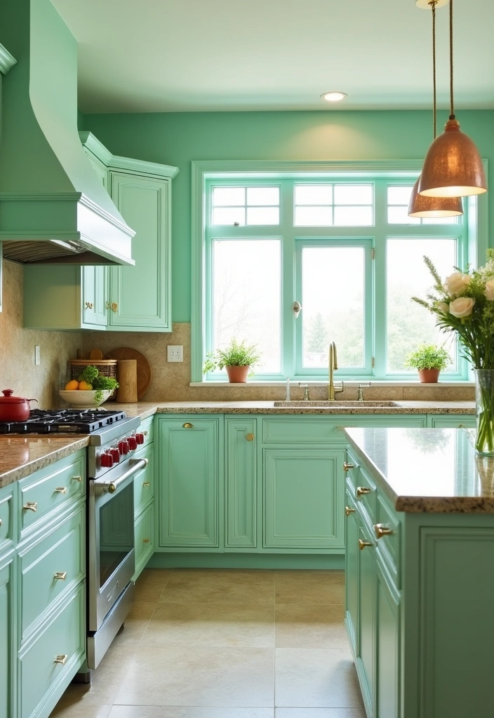 22 Venetian Gold Granite Paint Color Ideas That Will Transform Your Space! - 10. Fresh Mint Green