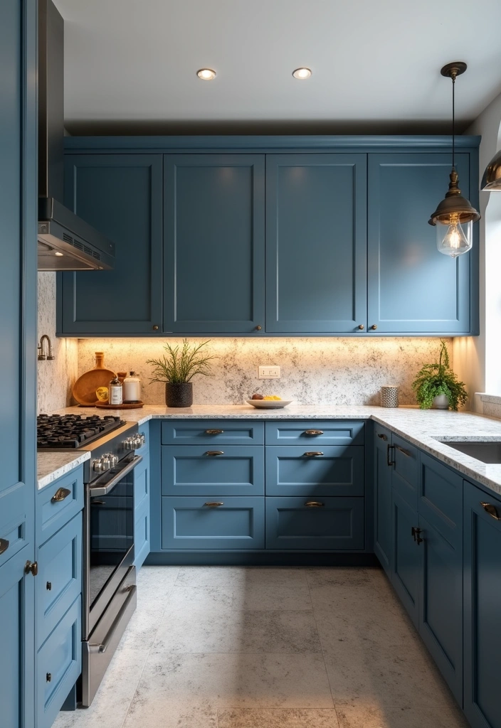 22 Venetian Gold Granite Paint Color Ideas That Will Transform Your Space! - 16. Cool Steel Blue