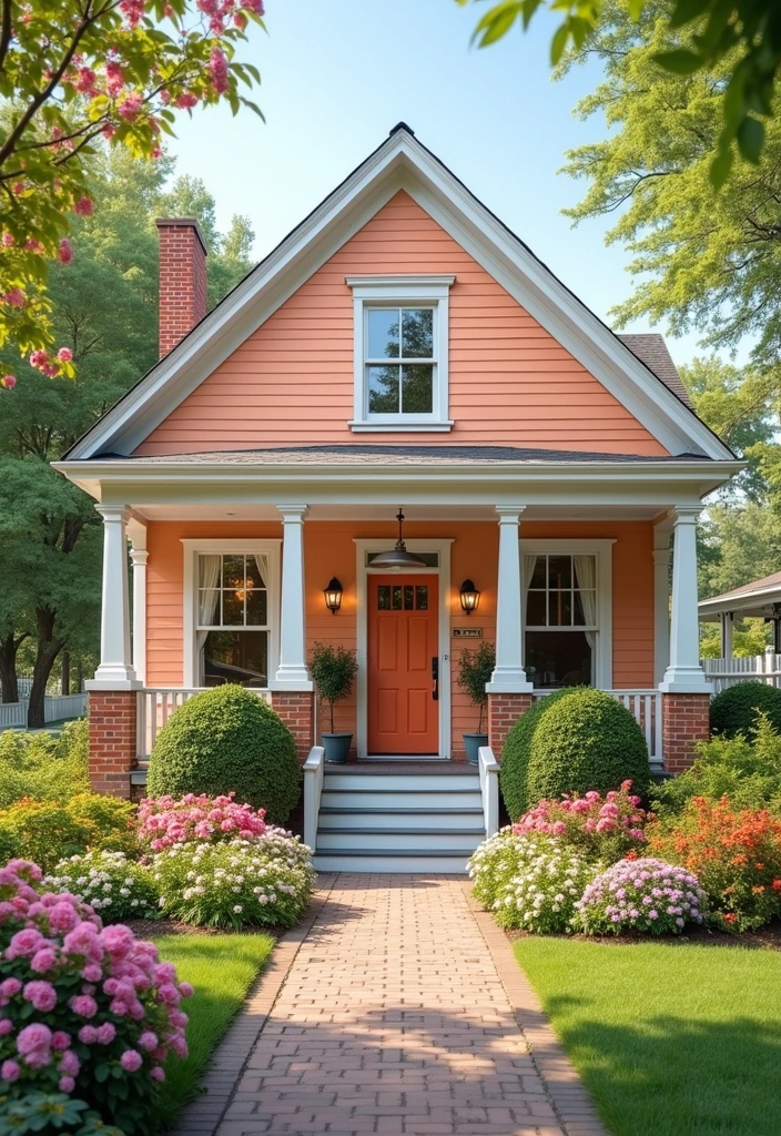 23 Best Paint Colors for Exterior of House That Will Make Your Neighbors Jealous! - 17. Soft Peach