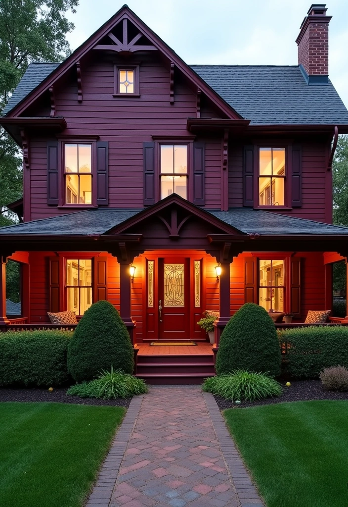 23 Best Paint Colors for Exterior of House That Will Make Your Neighbors Jealous! - 21. Rich Burgundy