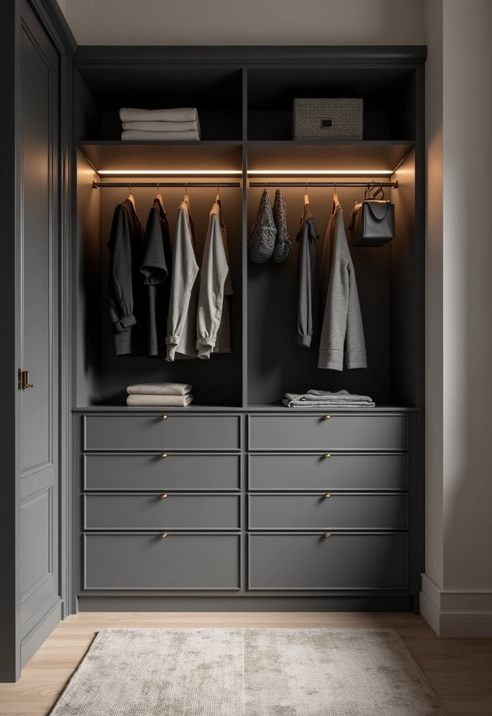 23 Best Paint Colors to Transform Your Closet Into a Stylish Sanctuary! - 13. Cool Gray: Sleek and Chic