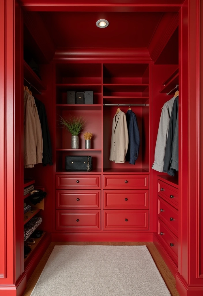 23 Best Paint Colors to Transform Your Closet Into a Stylish Sanctuary! - 15. Bold Red: A Statement of Passion