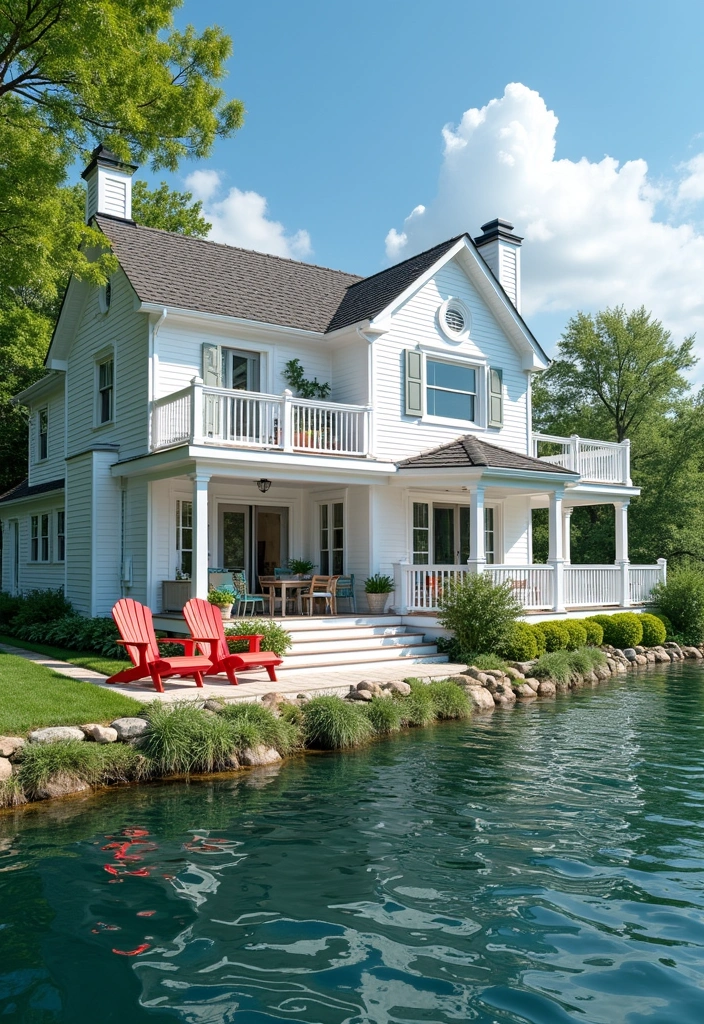 23 Inspiring Lake House Exterior Paint Colors That Will Make You Want to Move In! - 12. Bright White