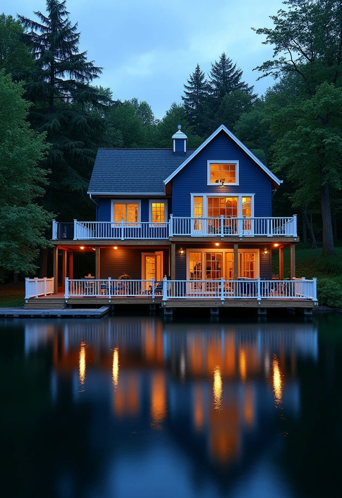 23 Inspiring Lake House Exterior Paint Colors That Will Make You Want to Move In! - 2. Nautical Navy Blue