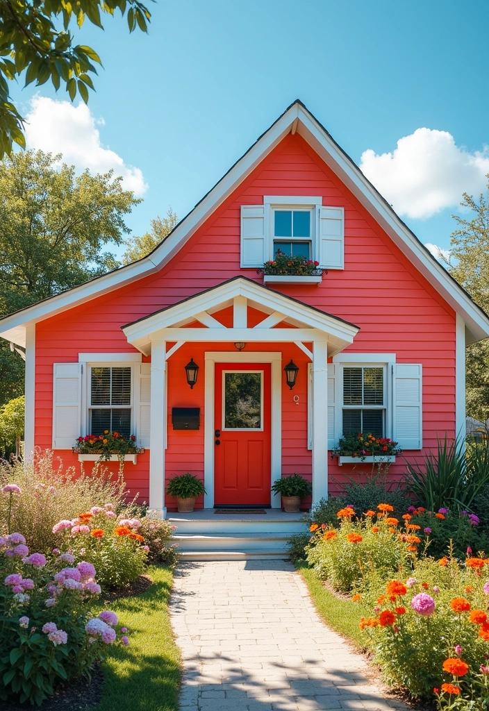 23 Inspiring Lake House Exterior Paint Colors That Will Make You Want to Move In! - 7. Bright Coral