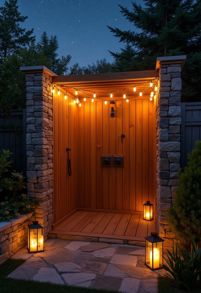 23 Outdoor Shower Ideas That'll Make You Dream of Summer (You Won't Believe #15!) - 19. Nighttime Oasis