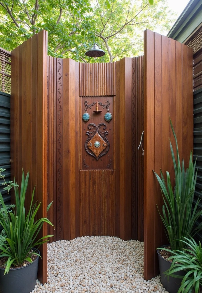 23 Outdoor Shower Ideas That'll Make You Dream of Summer (You Won't Believe #15!) - 20. Artistic Privacy Screen