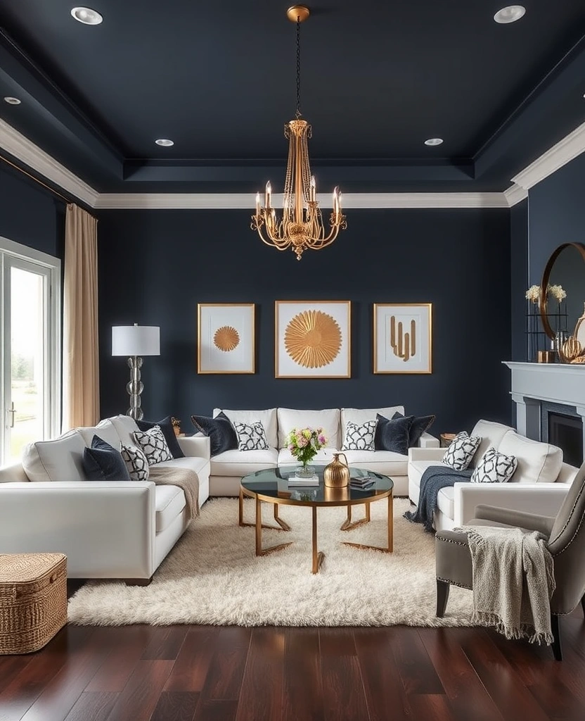 27 Living Room Paint Colors That Create the Ultimate Cozy Vibe (You’ll Love #15!) - 27. Charcoal Blue