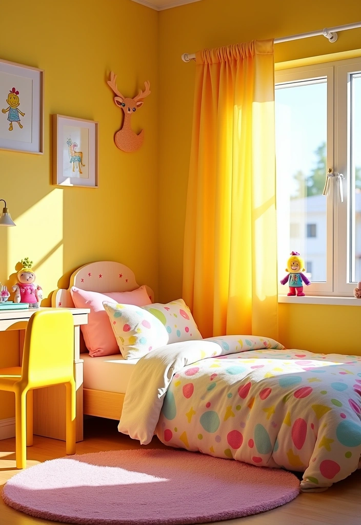 24 Best Paint Colors for Girls Room That'll Make Her Sparkle! - 4. Sunny Yellow