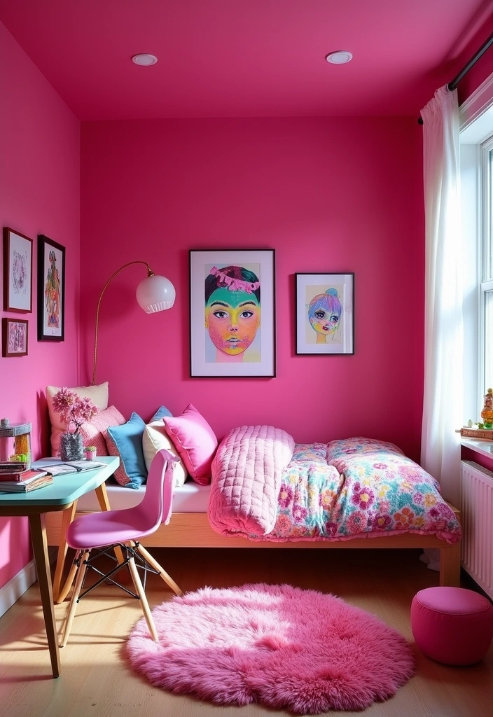 24 Best Paint Colors for Girls Room That'll Make Her Sparkle! - 9. Fuchsia