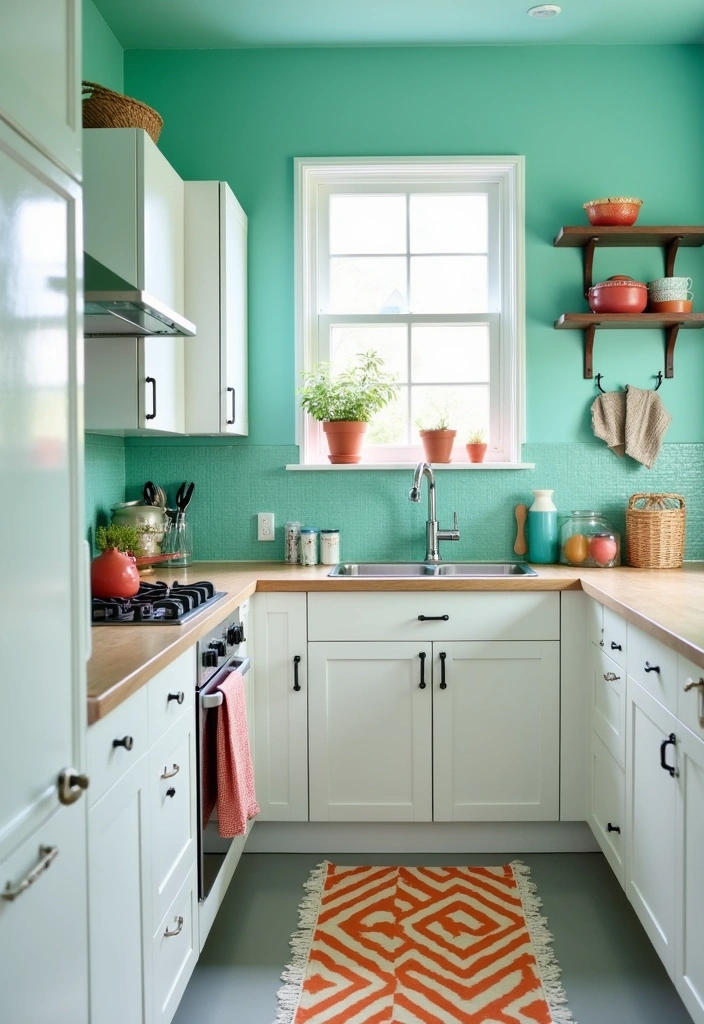 24 Best Paint Colors for Small Kitchen That'll Make You Say 'Wow!' - 17. Fresh Teal