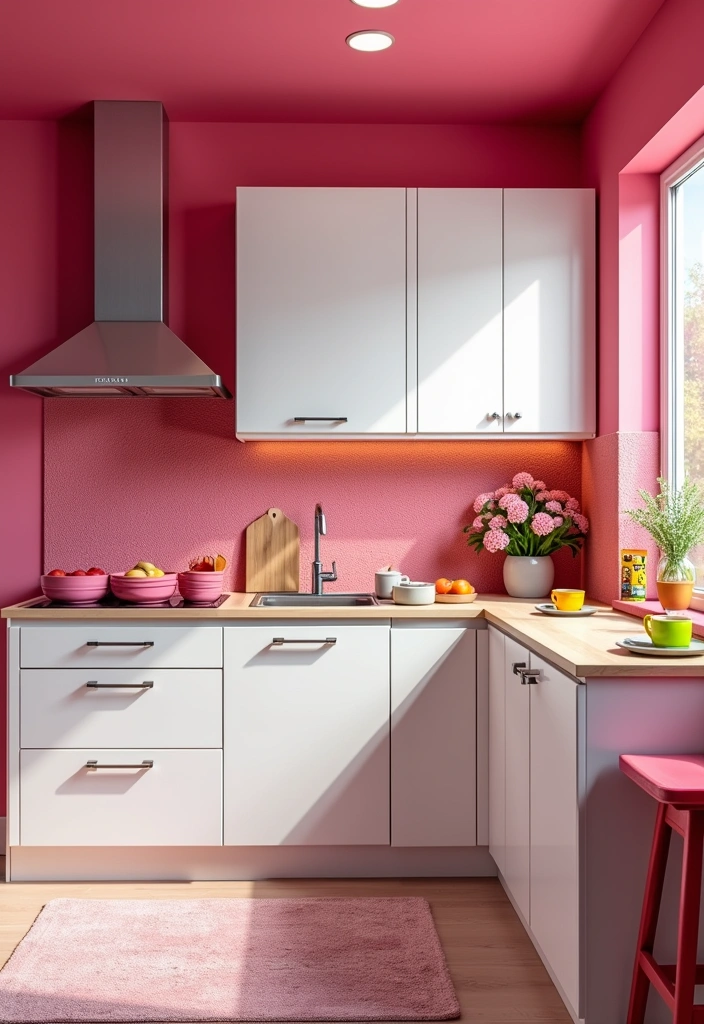 24 Best Paint Colors for Small Kitchen That'll Make You Say 'Wow!' - 20. Vibrant Raspberry