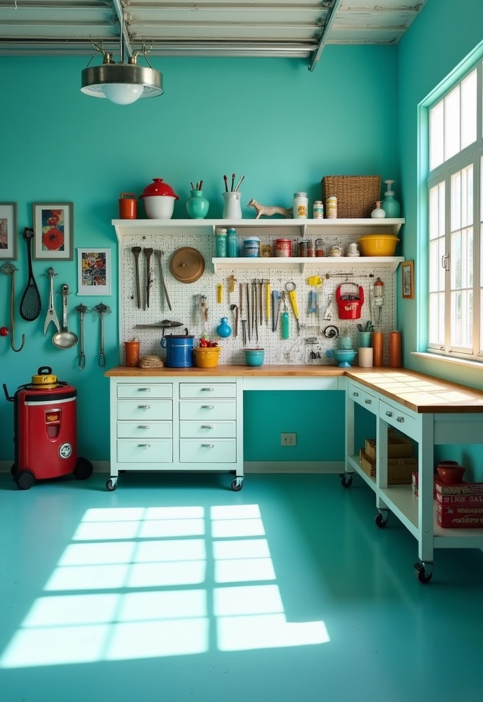 24 Best Paint Colors for Your Garage That Will Blow Your Mind! - 15. Playful Turquoise