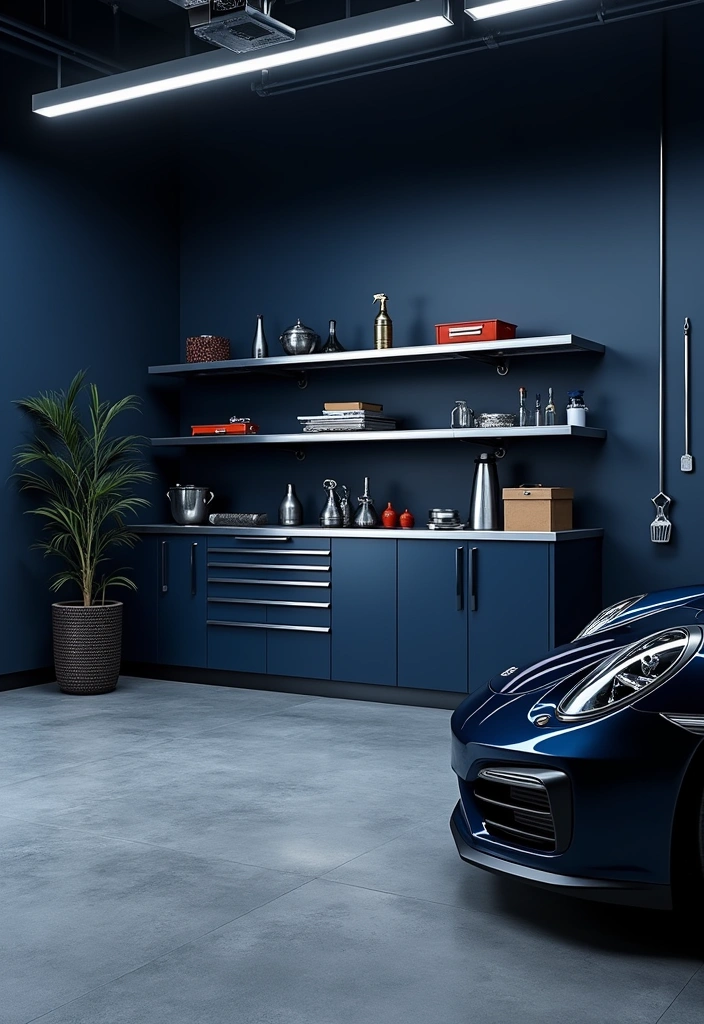 24 Best Paint Colors for Your Garage That Will Blow Your Mind! - 7. Deep Navy Blue