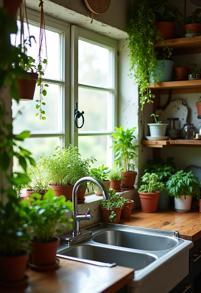 24 Boho Kitchen Ideas That'll Transform Your Space into a Cozy Oasis! - 5. Add Greenery for Freshness