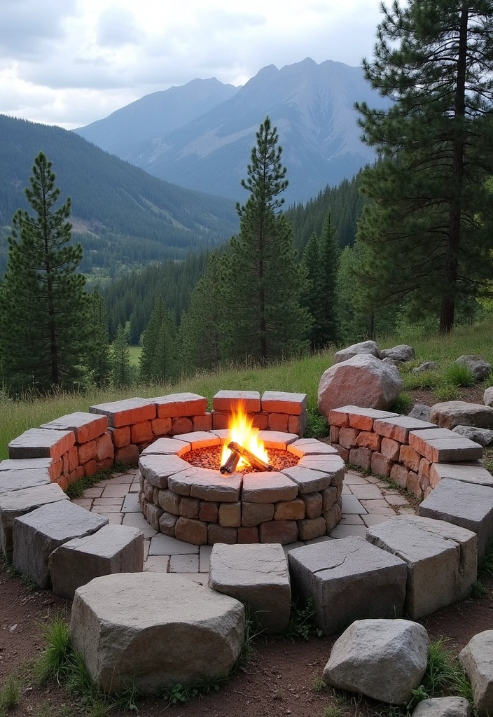 24 Outdoor Fire Pit Seating Area Ideas That'll Make Your Backyard the Place to Be! - 14. Fire Pit Surrounded by Natural Stone