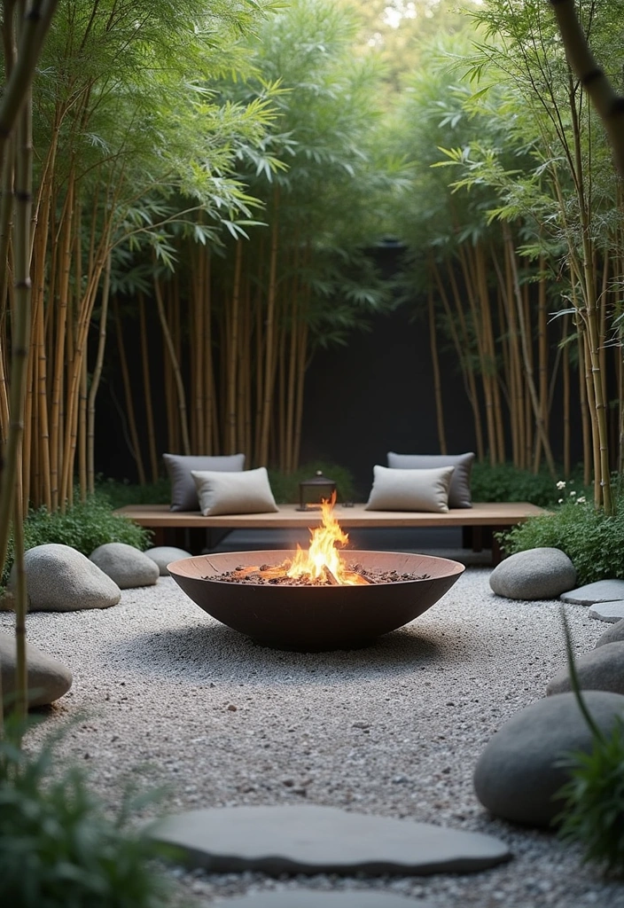 24 Outdoor Fire Pit Seating Area Ideas That'll Make Your Backyard the Place to Be! - 16. Zen Garden Fire Pit Retreat