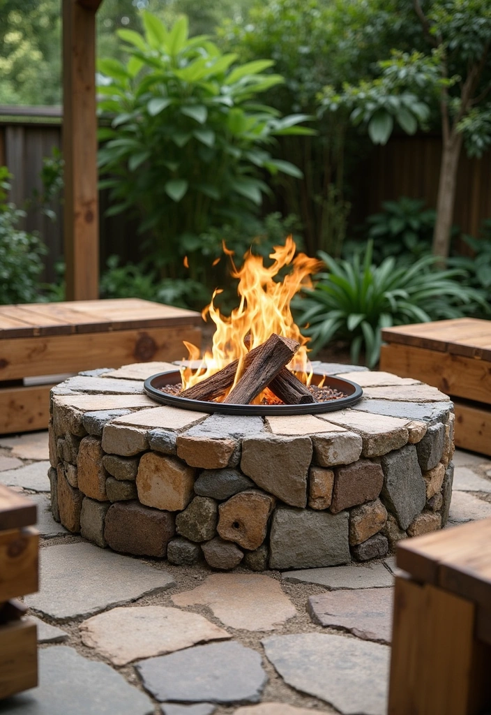 24 Outdoor Fire Pit Seating Area Ideas That'll Make Your Backyard the Place to Be! - 24. Eco-Friendly Fire Pit with Recycled Materials