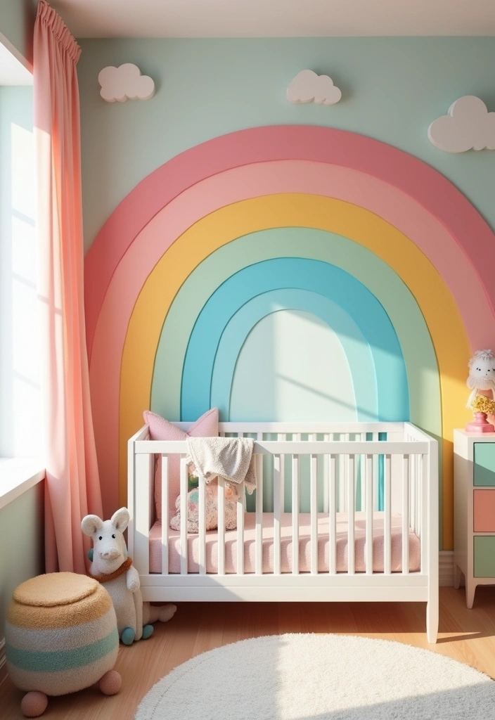 25 Best Paint Colors for Nursery Room That'll Make Your Baby's Space Shine! - 21. Pastel Rainbow