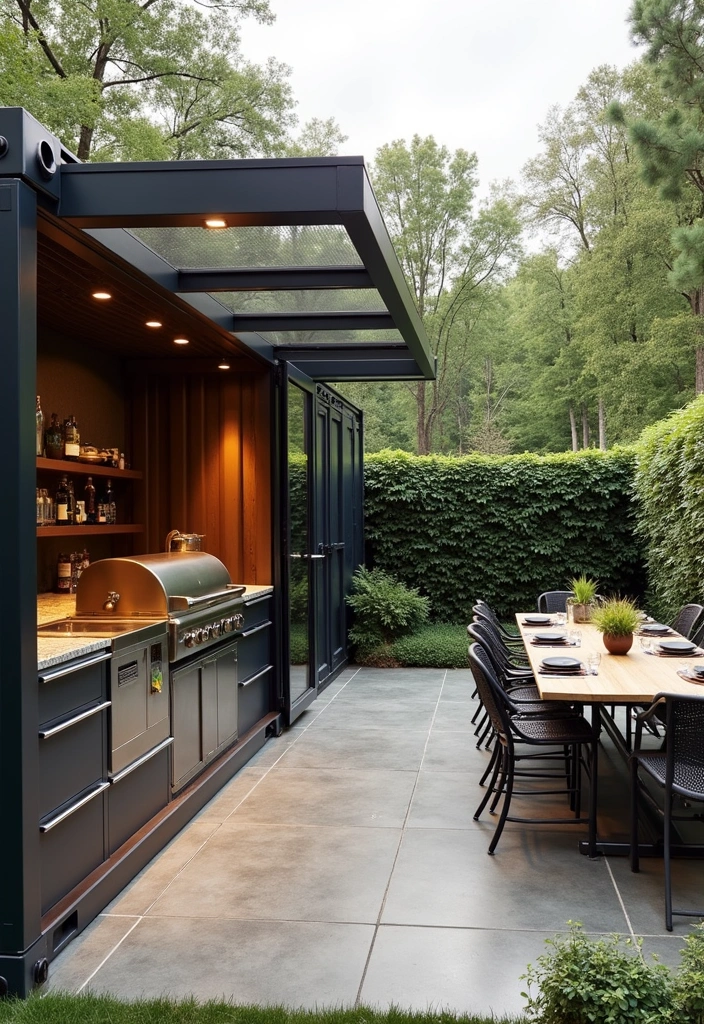 25 Creative Shipping Container Home Design Ideas That Will Leave You Inspired! - 21. Shipping Container Home with an Outdoor Kitchen