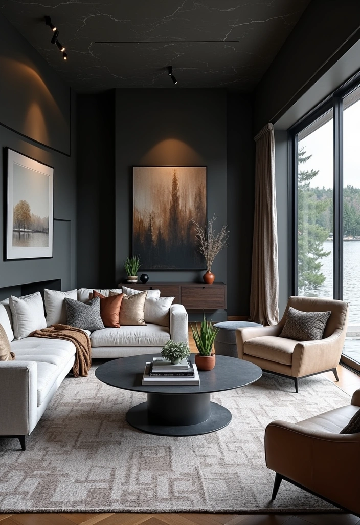 25 Stunning Modern Lake House Color Schemes That Will Transform Your Space! - 18. Modern Charcoal and Silver