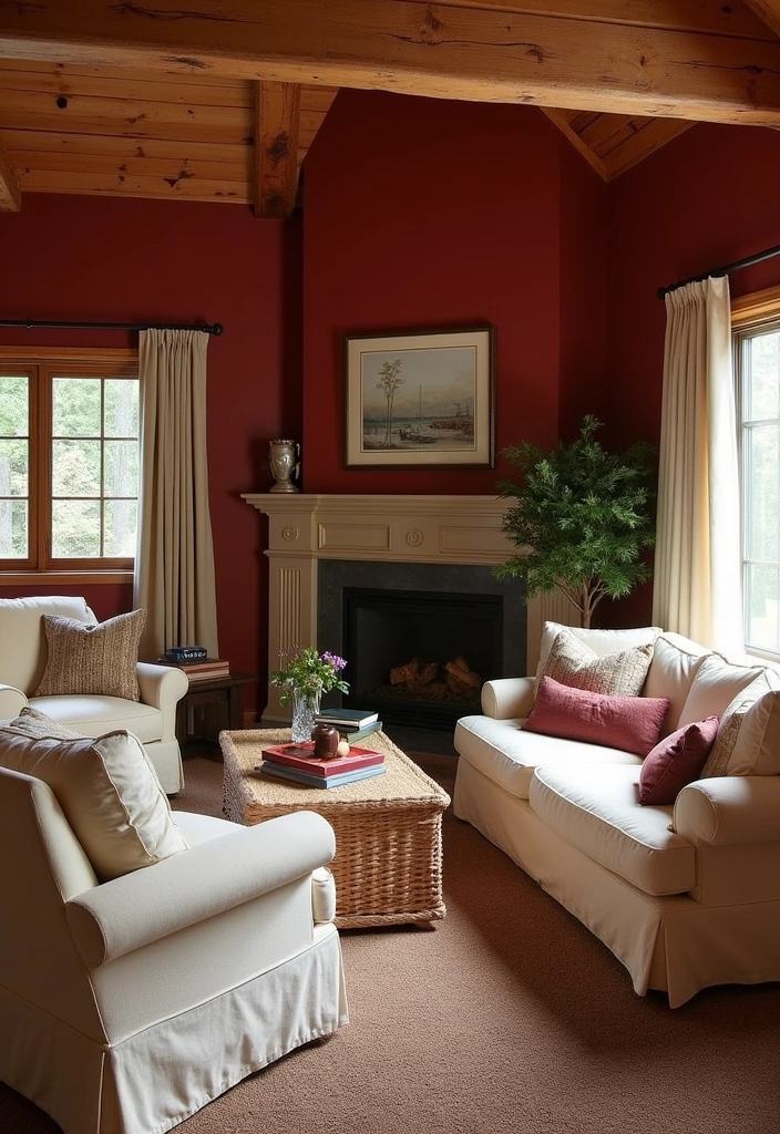 25 Stunning Modern Lake House Color Schemes That Will Transform Your Space! - 7. Rustic Reds and Creams