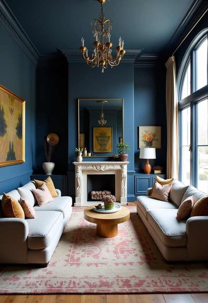 25 Stunning Modern Lake House Color Schemes That Will Transform Your Space! - 9. Sophisticated Navy and Gold