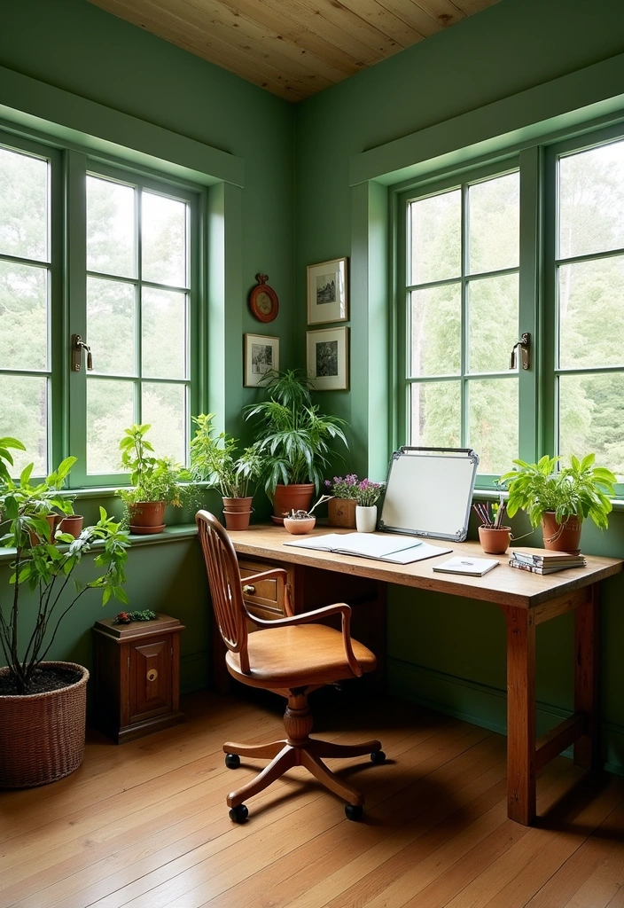 26 Best Benjamin Moore Paint Colors for Your Home Office That'll Boost Your Creativity! - 2. Gentle Green