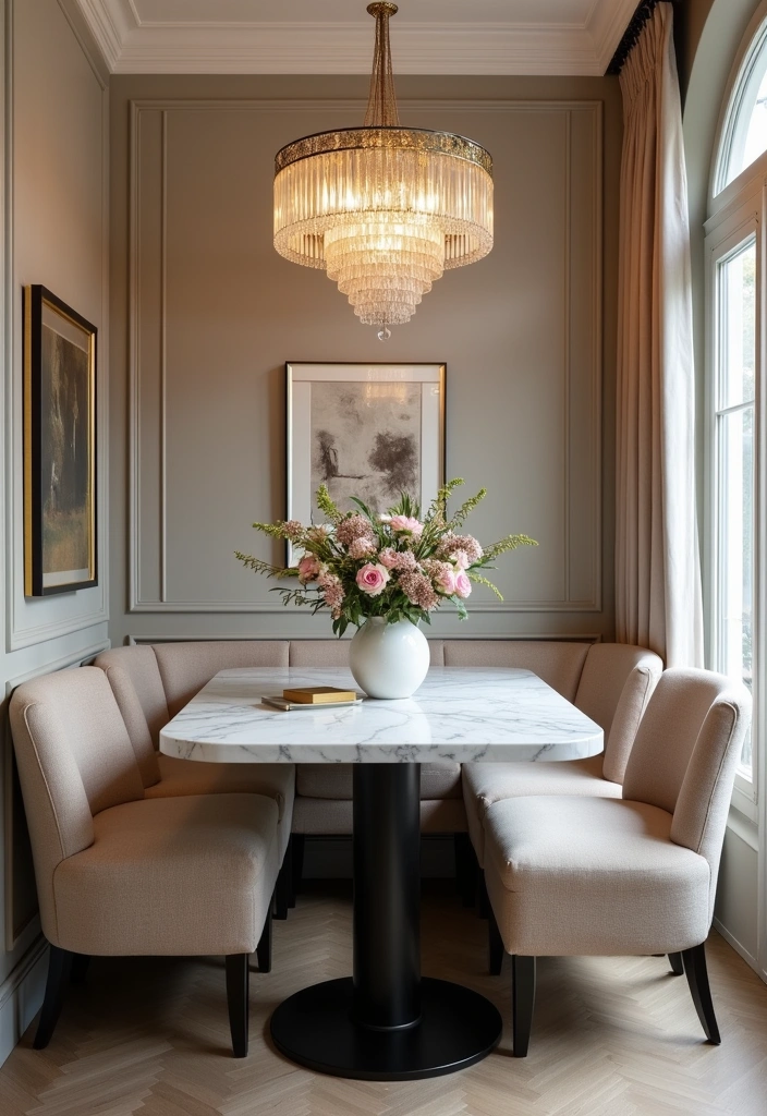 26 Breakfast Nook Ideas That'll Make You Want to Sip Coffee Forever! - 5. Elegant and Chic