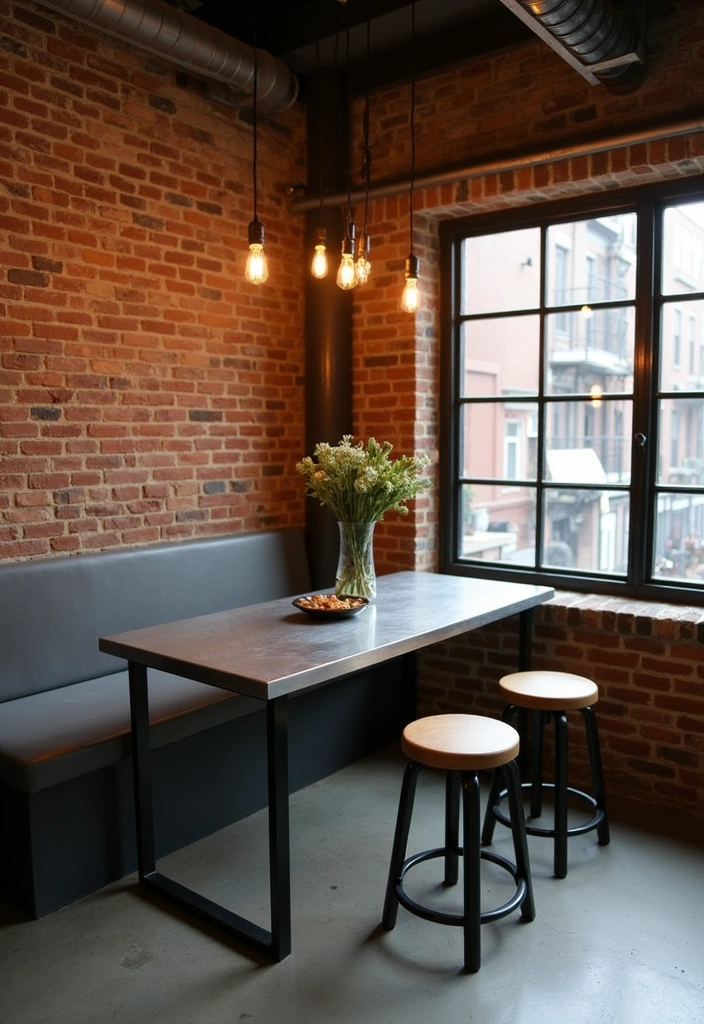 26 Breakfast Nook Ideas That'll Make You Want to Sip Coffee Forever! - 8. Industrial Edge