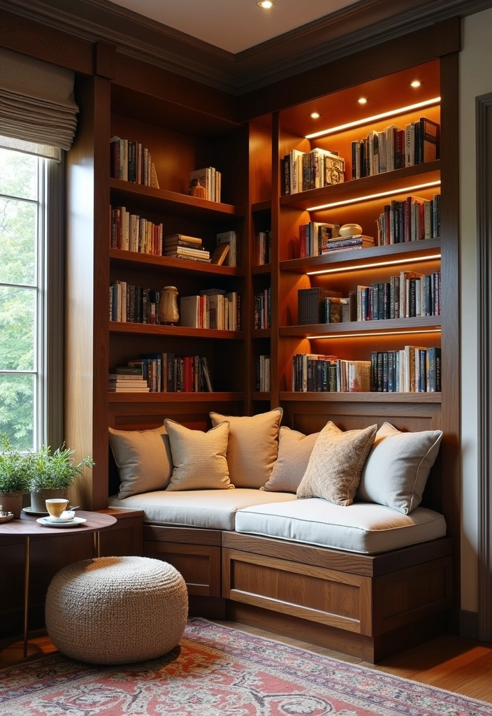 26 Corner Bookshelf Ideas That Will Transform Your Space! - 10. Corner Bookshelf with Bench