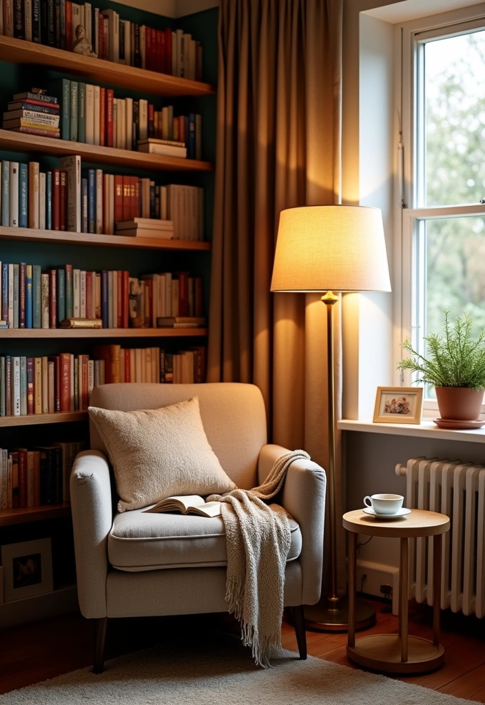 26 Corner Bookshelf Ideas That Will Transform Your Space! - 3. Cozy Reading Corner