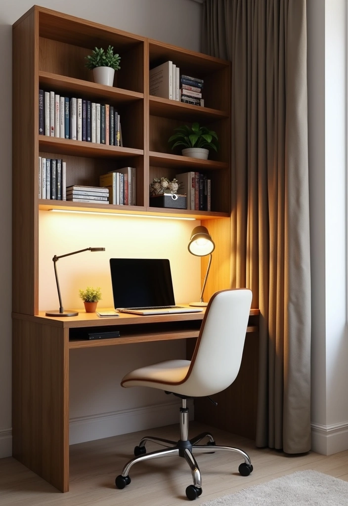 26 Corner Bookshelf Ideas That Will Transform Your Space! - 8. Corner Bookshelf with Integrated Desk