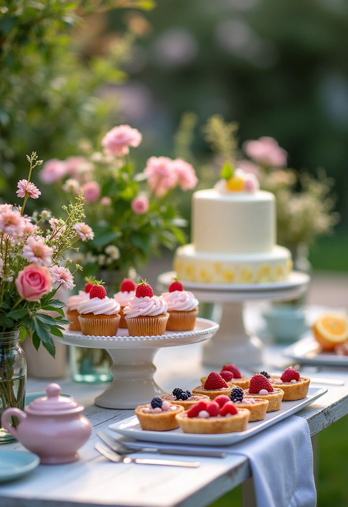 26 Themed Dessert Table Ideas That Will WOW Your Guests (You Won't Believe #12!) - 6. Garden Party Extravaganza