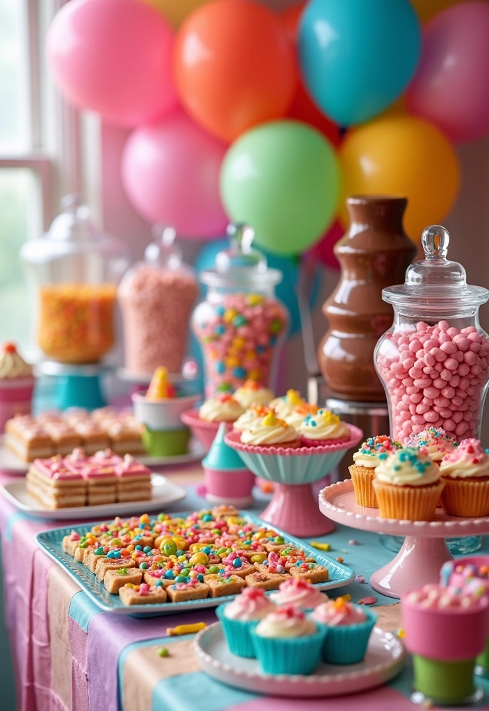 26 Themed Dessert Table Ideas That Will WOW Your Guests (You Won't Believe #12!) - 8. Colorful Candy Land