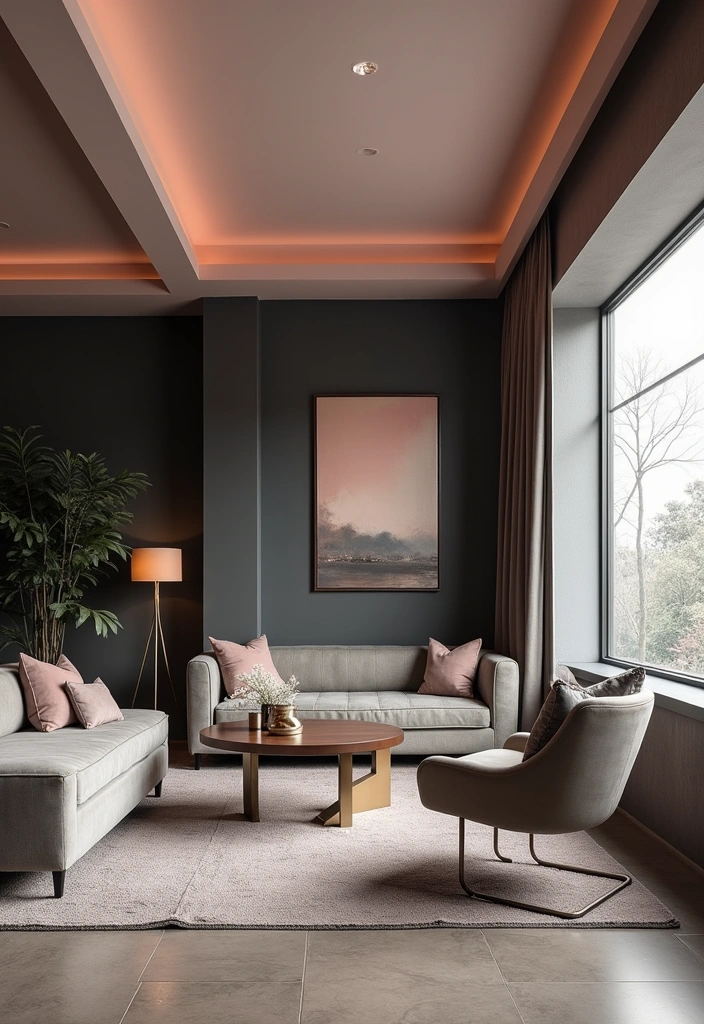 26 Two-Tone Paint Ideas to Elevate Any Room (You Won't Believe #15!) - 15. Unexpected Charcoal and Blush