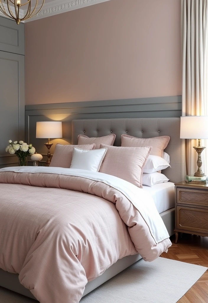 26 Two-Tone Paint Ideas to Elevate Any Room (You Won't Believe #15!) - 7. Elegant Gray and Blush