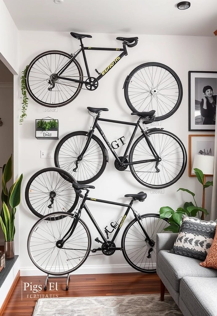 28 Genius Small Apartment Ideas to Maximize Space and Style - 19. Hang Your Bikes